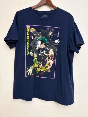 My Hero Academia Anime Graphic Tee Shirt L Black Funimation Deku All Might Manga